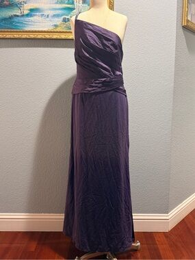 White by Vera Wang One-Shoulder Purple Evening Gown